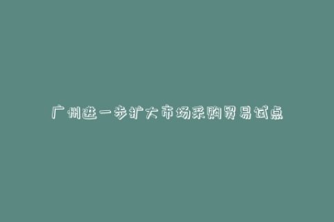 广州进一步扩大市场采购贸易试点项目，突破中小企业经营困境